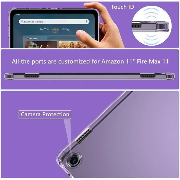 Purple Clear Case for Amazon Fire Max 11‎ 2023 Release Slim Soft TPU Transparent - Picture 6 of 8